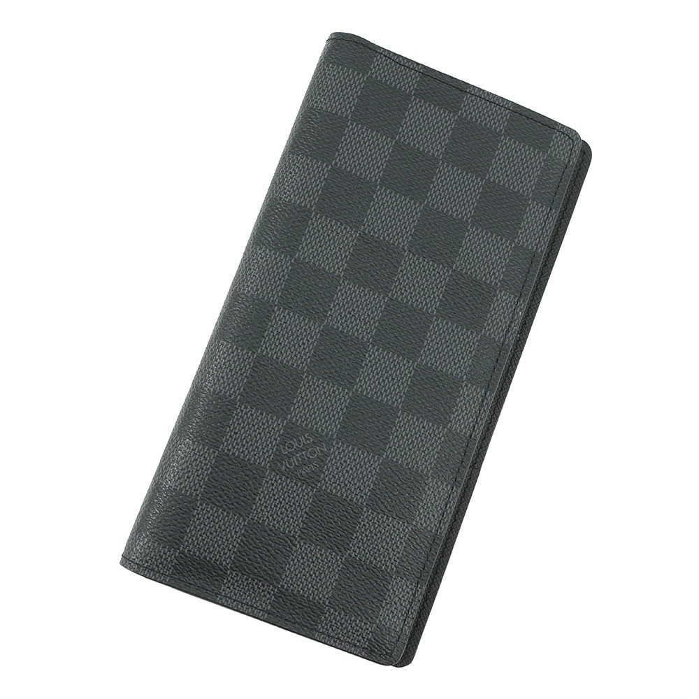 Louis Vuitton Damier Graphite Black Portefeuille Brazza Long Wallet Black